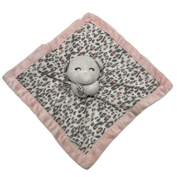 Carters Bear Kitty Cat Lovey Leopard Cheetah Print Pink Plush Security Blanket - Picture 1 of 6